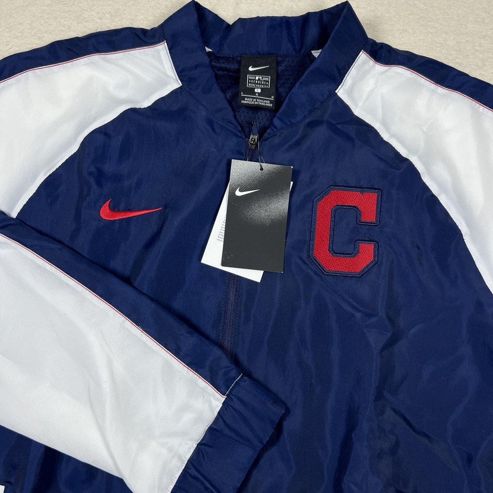Cleveland Indians Jacket Womens L Blue White MLB Baseball Zip Up Nike Warm‎ Up